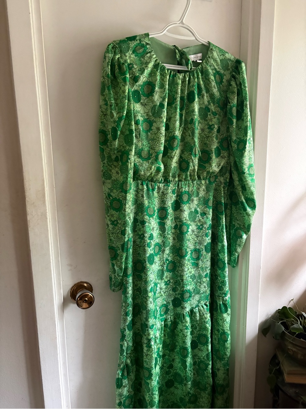 Size 8 Topshop retro Green Floral Maxi Dress